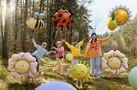 BALON FOLIOWY RUMIANY RÓŻOWY KWIATEK 104 CM