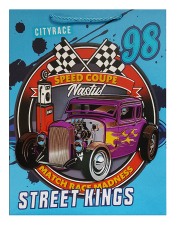 TORBA PREZENTOWA WYŚCIGI NIEBIESKA 31 X 40 X 12 CM