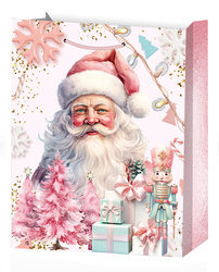 TORBA PREZENTOWA PASTEL RÓŻ MIKOŁAJ 32 X 26 X 10 CM