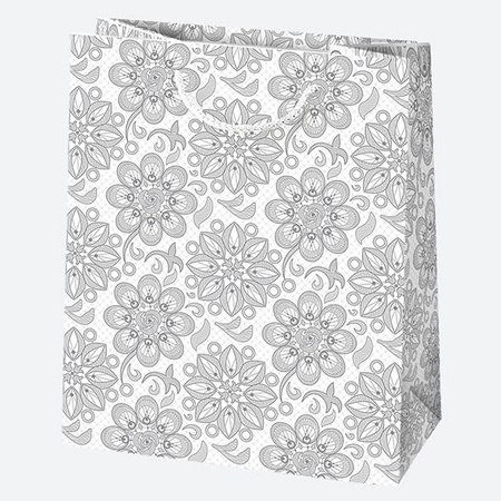 TORBA NA PREZENTY GEOMETRYCZNE KWIATY 19X23X10,5 CM