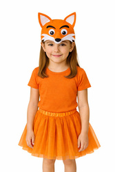 ZESTAW LISEK: SPÓDNICZKA TUTU POMARAŃCZOWA + CZAPKA FILCOWA LISEK