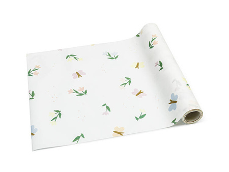 BIEŹNIK NA STÓŁ KWIATKI I MOTYLE 40 X 500 CM