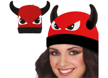 CZAPKA DEMON Z ROGAMI DIABEŁ HALLOWEEN