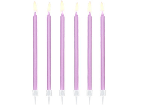 ŚWIECZKI URODZINOWE LILIOWE 14 CM, 12 SZT