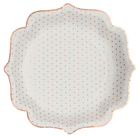 ZESTAW BIAŁE TALERZYKI+KUBECZKI+SERWETKI W KROPKI