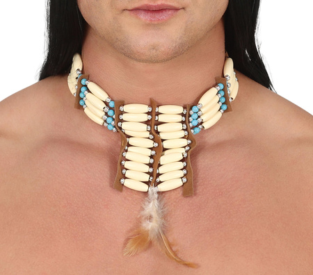 NASZYJNIK INDIAŃSKI Z PIÓRAMI