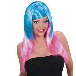 PERUKA SYRENY SYRENKI RÓŻOWO-NIEBIESKA