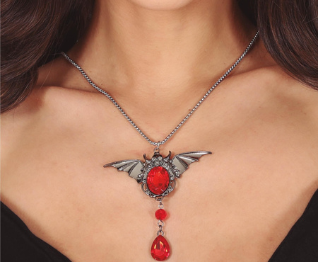 NASZYJNIK Z NIETOPERZEM ORAZ RUBINEM