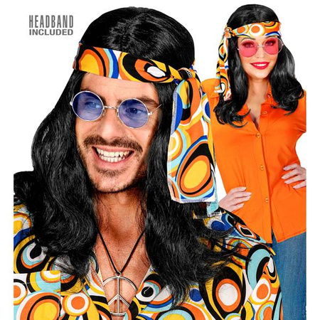Nera "PARRUCCA ANNI 70 DISCO FEVER CON FASCIA" in scatola