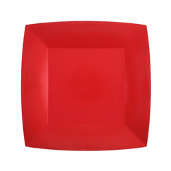 TALERZYKI KWADRATOWE CZERWONE 18 X 18 CM