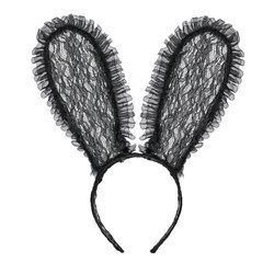 OPASKA KORONKOWE USZY KRÓLIKA CZARNE