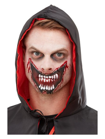 Make up rozcięte usta, Halloween, rana, Blizna