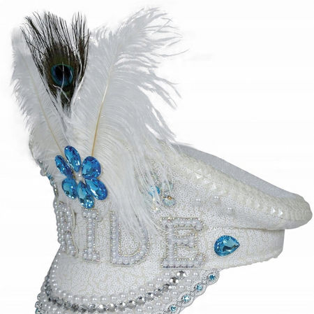 CZAPKA KLUBOWA BRIDE Z PIÓRKIEM PANNA MŁODA
