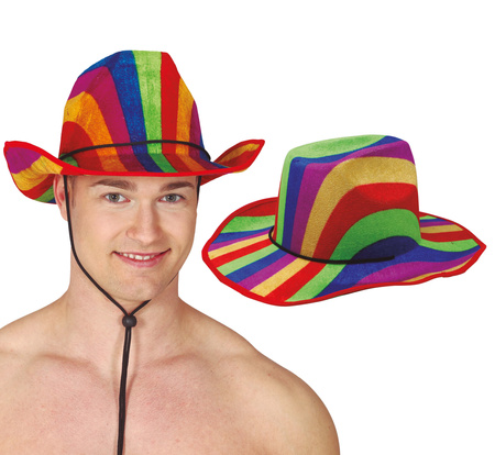 KAPELUSZ KOWBOJSKI TĘCZOWY