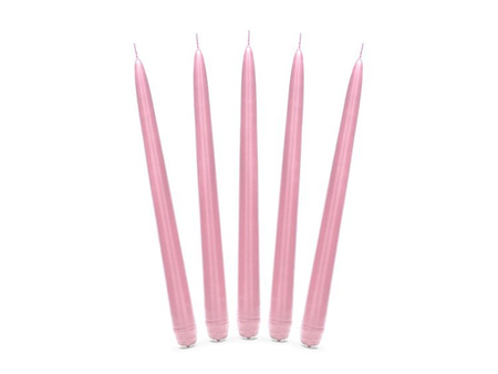 ŚWIECA STOŻKOWA 24 cm JASNY RÓŻ 10 szt