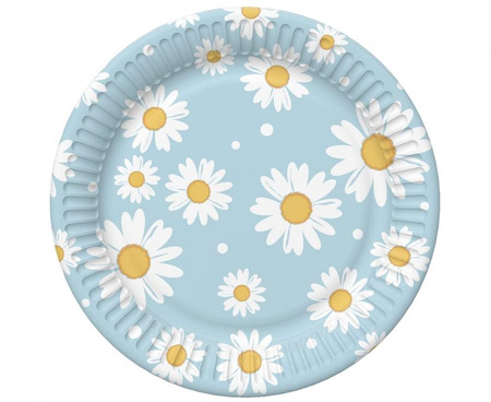 TALERZYKI PAPIEROWE NIEBIESKIE STOKROTKI 18 CM 