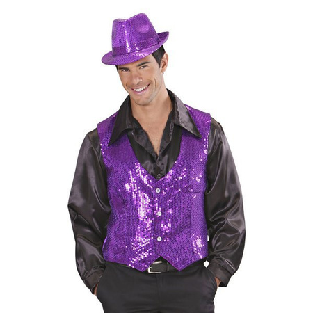 KAMIZELKA CEKINOWA FIOLETOWA MĘSKA