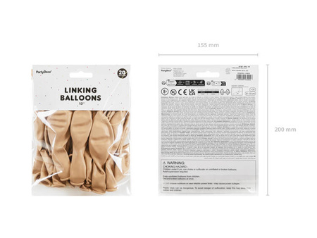 BALONY LATEKSOWE Z ŁĄCZNIKIEM 33 CM NUDE 20 szt.