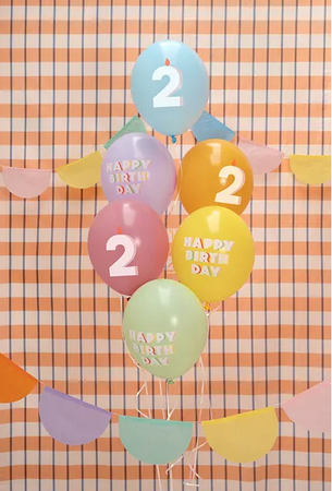 BALONY LATEKSOWE HAPPY BIRTHDAY 30 CM 6 SZT CYFRA 2
