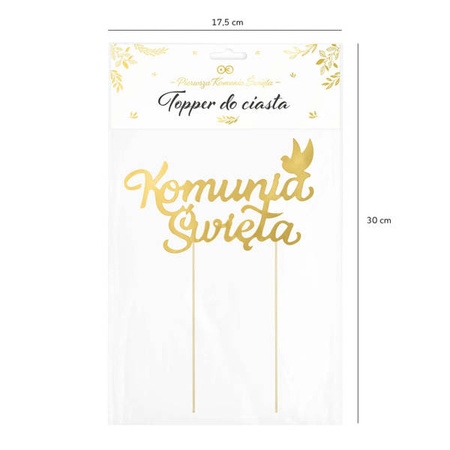 TOPPER KOMUNIA ŚWIĘTA ZŁOTY