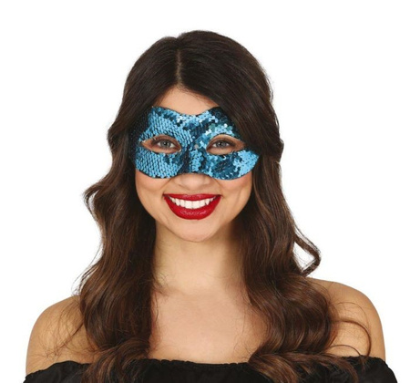 MASKA CEKINOWA NIEBIESKA, TURKUSOWA