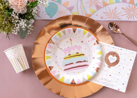 TALERZYKI PAPIEROWE HAPPY BIRTHDAY TORT 23 CM 10 SZT