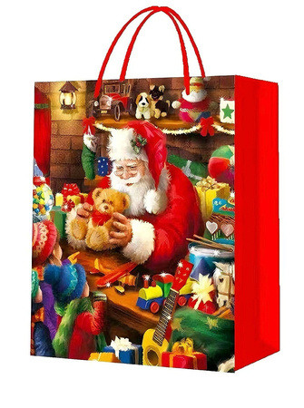 TOREBKA PREZENTOWA ŚWIĘTY MIKOŁAJ BROKATOWA 26 X 32 X 10 CM