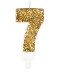 ŚWIECZKA URODZINOWA CYFRA 7 BROKATOWA ZŁOTA