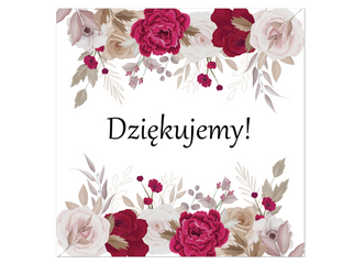 NAKLEJKA NA PUDEŁKO Z KOPERTAMI CZERWONE RÓŻE