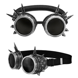 OKULARY GOGLE STEAMPUNK CZARNO-SREBRNE