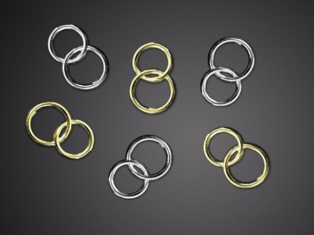 Aplikacje Obrączki, srebrny, 15mm (1 karton / 200 op.) (1 op. / 25 szt.)