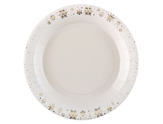 TALERZYKI PAPIEROWE ZŁOTE GWIAZDKI KOŚĆ SŁONIOWA 23 CM 10 SZT