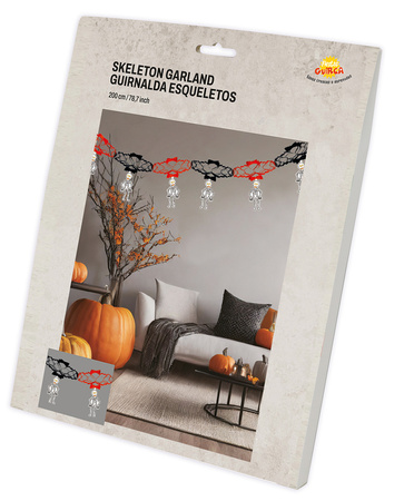 GIRLANDA PAPIEROWA NIETOPERZE SZKIELETOR 15x200 CM