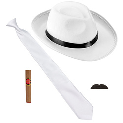 ZESTAW GANGSTERA BIAŁY LATA 20 4 EL.