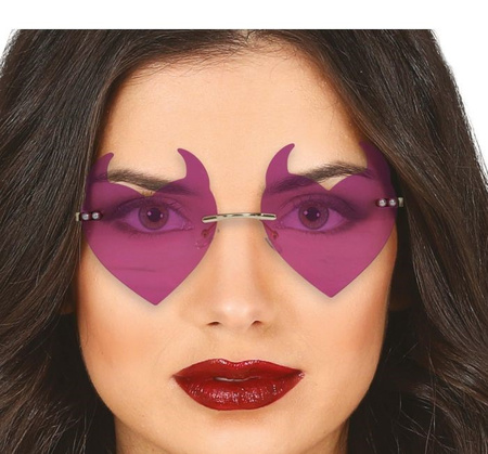 FIOLETOWE OKULARY SERCA Z ROGAMI 