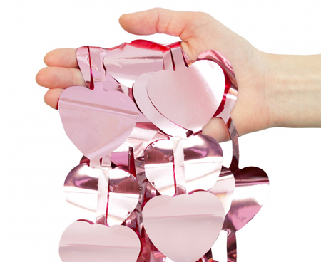 KURTYNA SERCA METALICZNA RÓŻOWA 100 X 200 CM