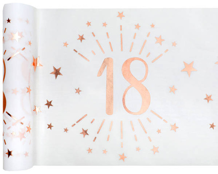 ZESTAW ROSE GOLD 18 URODZINY: BIEŻNIK + SERWETKI 