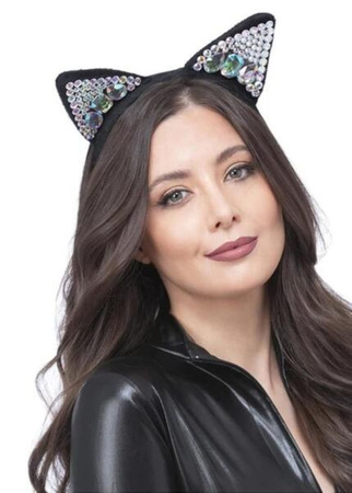 OPASKA USZY KOTA Z KRYSZTAŁAMI 