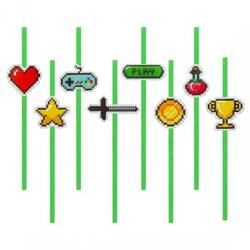 SŁOMKI PAPIEROWE PIKSELE GAME ON 8 SZT.