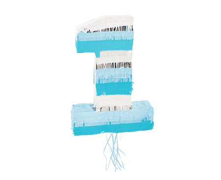 Piniata Jedynka cyfra 1 niebieska 50 x 35 x 7.5 cm urodziny