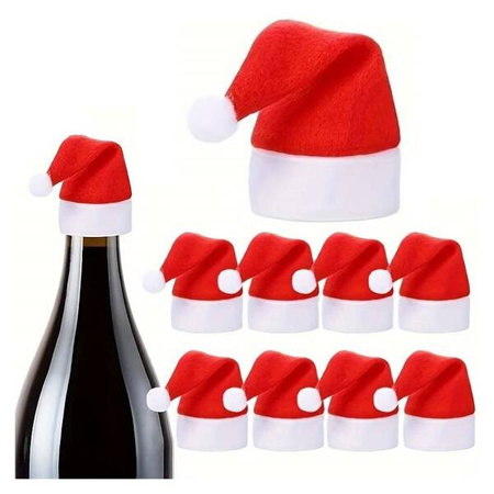 CZAPECZKI MIKOŁAJA NA BUTELKĘ 10 SZTUK