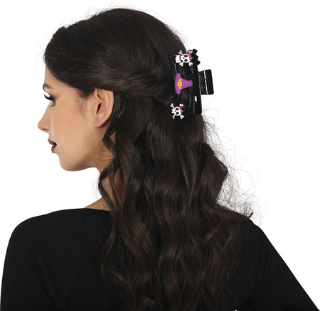 ZESTAW 2 KLAMEREK DO WŁOSÓW CZASZKI I KAPELUSZ HALLOWEEN