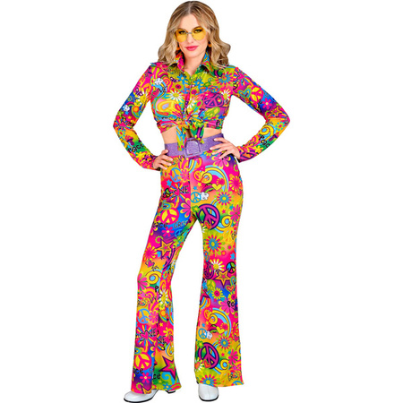 SPODNIE HIPISKI KOLOROWE KWIATY 