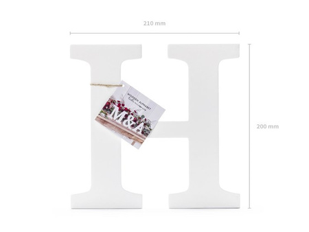 DREWNIANA LITERA H BIAŁY 21X20 CM