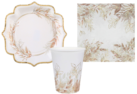 ZESTAW GAŁĄZKI BEŻOWO-ZŁOTE 3 ELEMENTY 