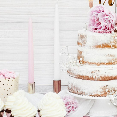 ŚWIECA STOŻKOWA MATOWA BIAŁA 24 cm 10szt