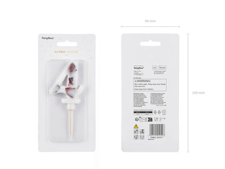 ŚWIECZKA URODZINOWA CYFRA 4 Z PŁATAKMI KWIATÓW 8 CM