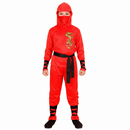 ZESTAW: STRÓJ NINJA CZERWONY 158 + NUNCZAKO	