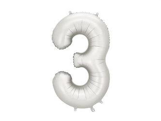 BALON FOLIOWY 3 CYFRA 86 CM SREBRNY