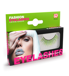 SZTUCZNE RZĘSY ZIELONE ZE SREBRNĄ LAMETĄ